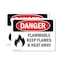 Signmission Flammable Keep Flames And Heat Away Danger Sign, Vinyl Decal, 14in W x 10in L, 2PK OS-2PACK-DS-D-1014-L-1259 - alternate 1